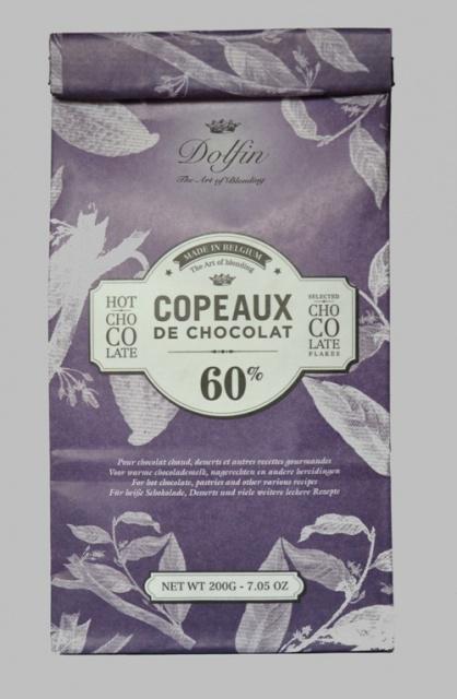 Čokoládové vločky - horká 60% 200 g.